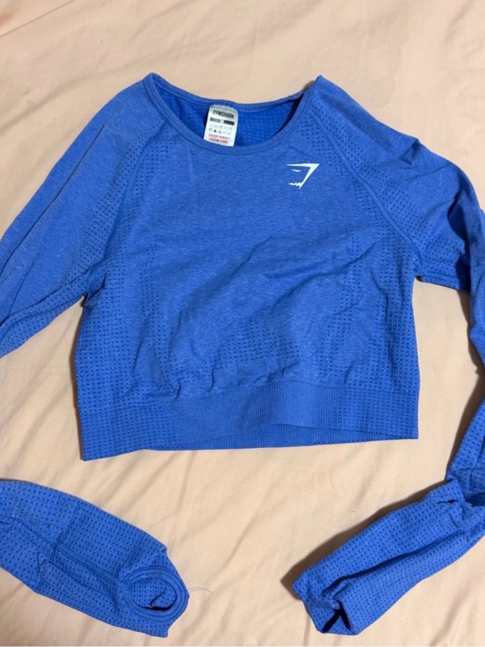 Gymshark Vital Seamless 2.0 Crop Long Sleeve Top - Lift Blue Marl